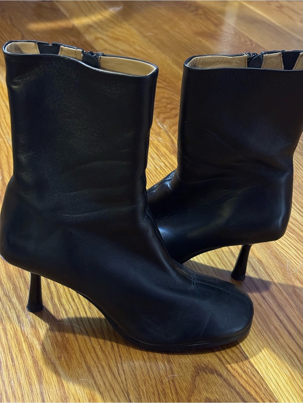 & Other Stories - Black Leather Ankle Boots Women’s Heeled Booties Size 9 NEW